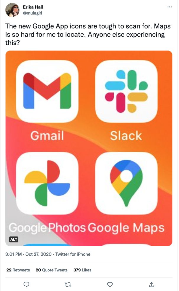 Smartphoneansicht von Google Icons die sich alle sehr ähneln